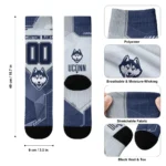 Uconn Huskies Socks Custom Geometric Tech Blue Best Selling