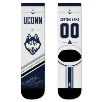 Uconn Huskies Socks Custom Nautical Icons Blue White Best Selling