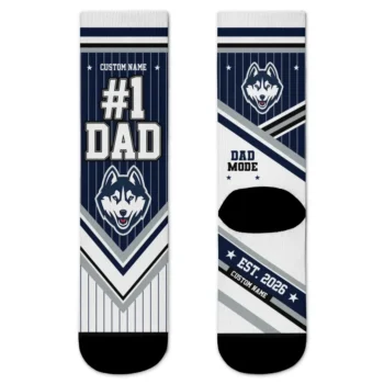 Uconn Huskies Socks Custom Pinstripe Chevron Blue White Best Selling