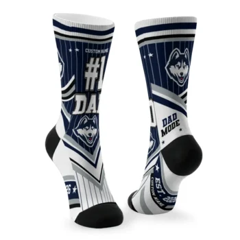 Uconn Huskies Socks Custom Pinstripe Chevron Blue White Fashion Forward