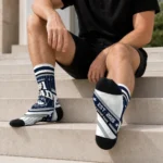 Uconn Huskies Socks Custom Pinstripe Chevron Blue White Best Selling