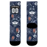 Uconn Huskies Socks Custom Scattered Icons Blue Best Selling