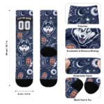 Uconn Huskies Socks Custom Scattered Icons Blue Best Selling