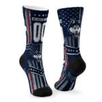Uconn Huskies Socks Custom Star Stripes Blue White Best Selling