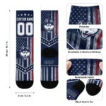Uconn Huskies Socks Custom Star Stripes Blue White Best Selling