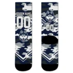 Uconn Huskies Socks Custom Woodland Camo Blue Best Selling
