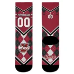 Umass Minutemen Socks Customized Argyle Pattern Red Best Selling