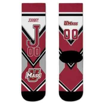 Umass Minutemen Socks Customized Arrow Blocks Red Best Selling