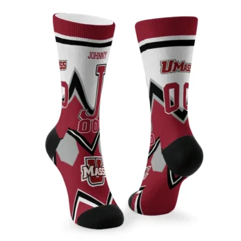 Umass Minutemen Socks Customized Arrow Blocks Red Fashion Forward