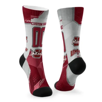Umass Minutemen Socks Customized Geometric Tech Red Fashion Forward