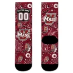 Umass Minutemen Socks Customized Scattered Icons Red Best Selling