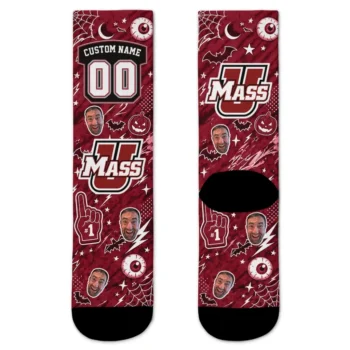Umass Minutemen Socks Customized Scattered Icons Red Best Selling