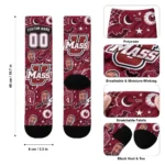 Umass Minutemen Socks Customized Scattered Icons Red Best Selling