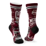 Umass Minutemen Socks Customized Snowy Scene Red White Best Selling