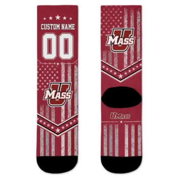 Umass Minutemen Socks Customized Star Stripes Red White Best Selling