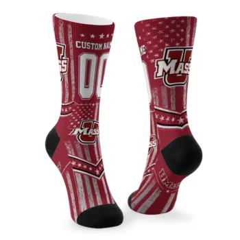 Umass Minutemen Socks Customized Star Stripes Red White Fashion Forward