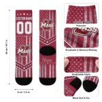 Umass Minutemen Socks Customized Star Stripes Red White Best Selling