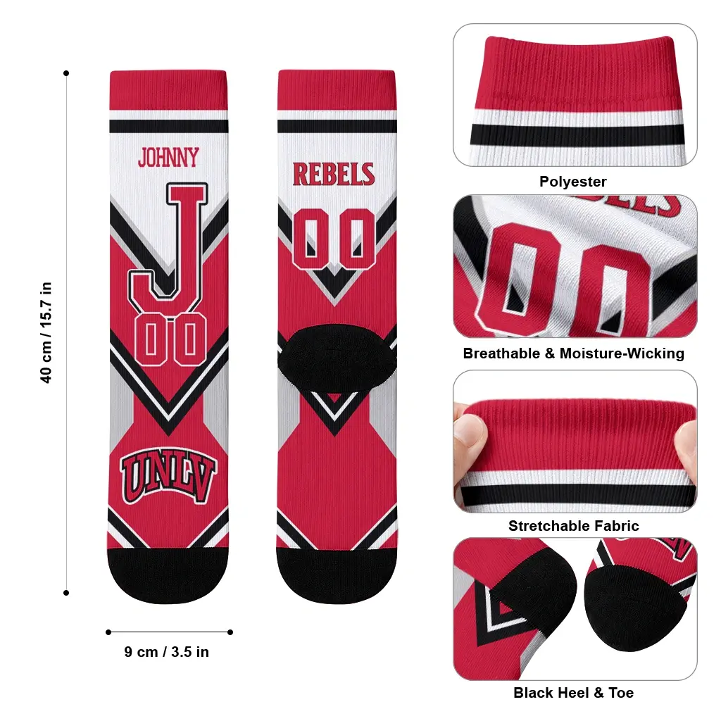 Unlv Rebels Socks Personalized Arrow Blocks Red High Quality Unlv Rebels Socks Personalized Arrow Blocks Red High Quality