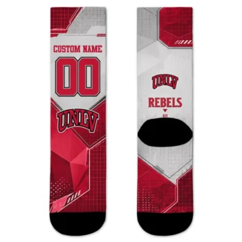 Unlv Rebels Socks Personalized Geometric Tech Red Best Selling