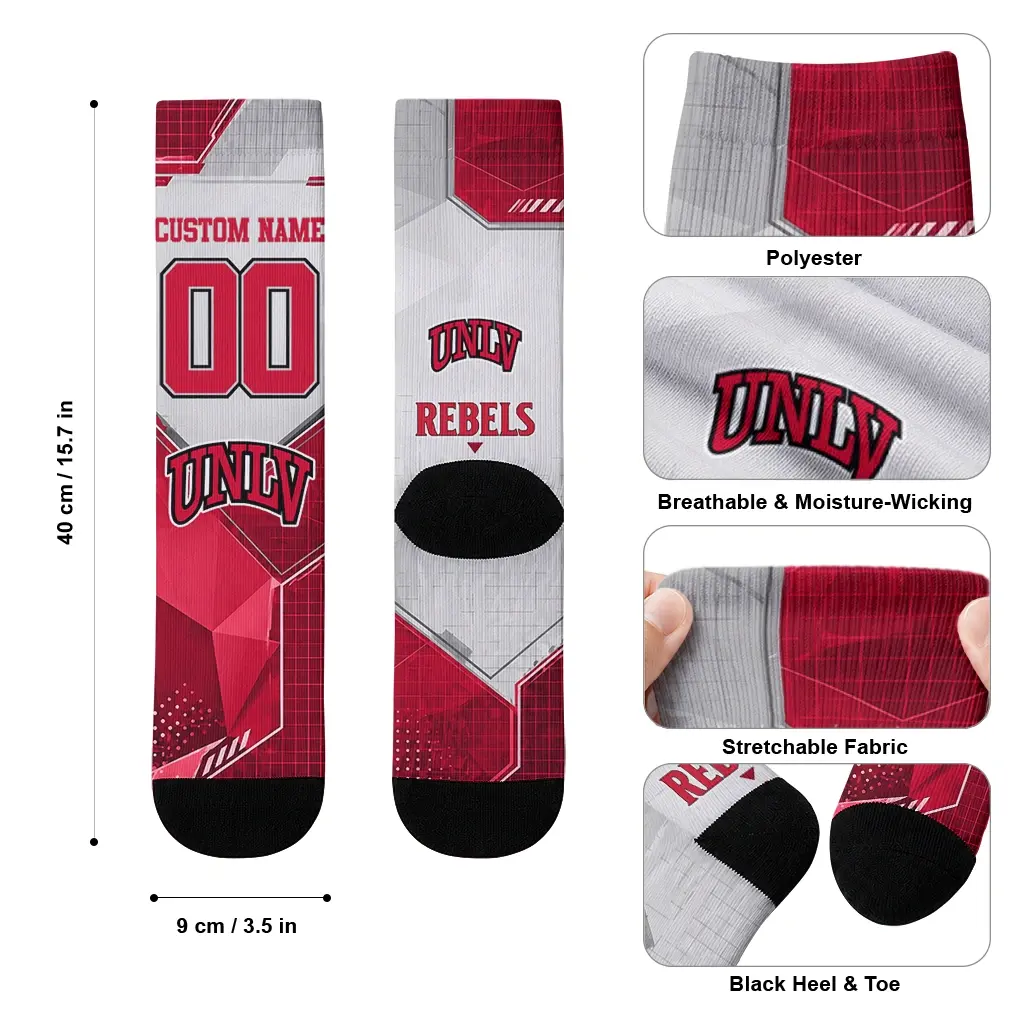 Unlv Rebels Socks Personalized Geometric Tech Red High Quality Unlv Rebels Socks Personalized Geometric Tech Red High Quality