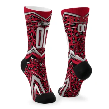 Unlv Rebels Socks Personalized Leopard Print Red Black Fashion Forward