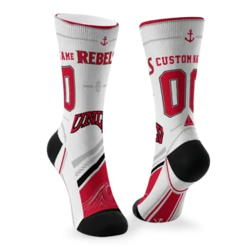 Unlv Rebels Socks Personalized Nautical Icons Red White Fashion Forward