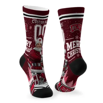 Unlv Rebels Socks Personalized Snowy Scene Red White Fashion Forward