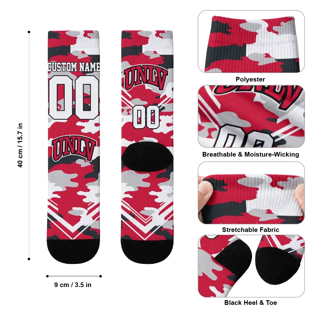 Unlv Rebels Socks Personalized Woodland Camo Red High Quality Unlv Rebels Socks Personalized Woodland Camo Red High Quality