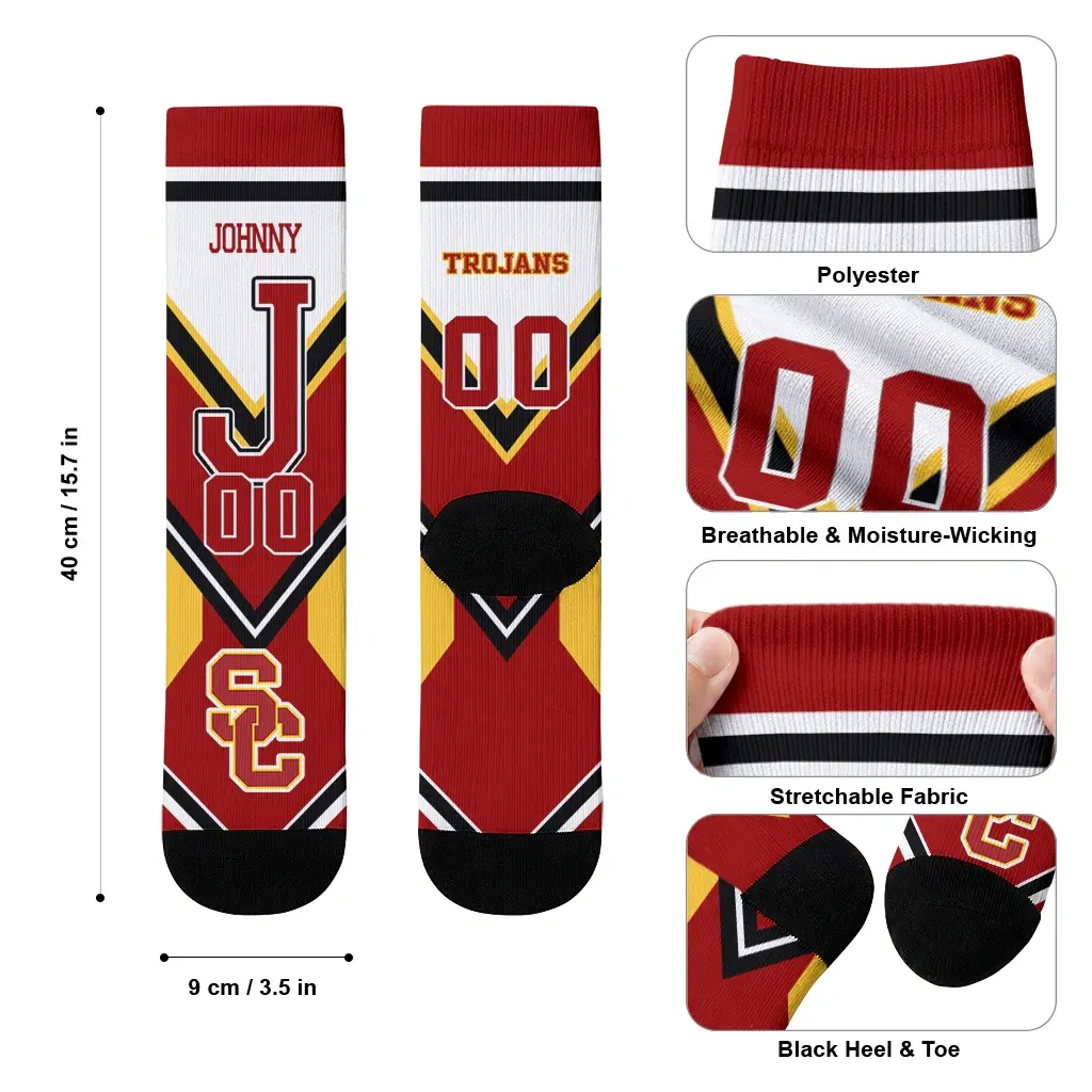 Usc Trojans Socks Personalized Arrow Blocks Red High Quality Usc Trojans Socks Personalized Arrow Blocks Red High Quality