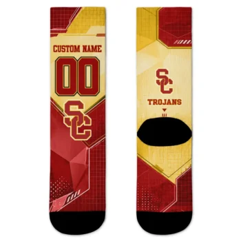 Usc Trojans Socks Personalized Geometric Tech Red Best Selling