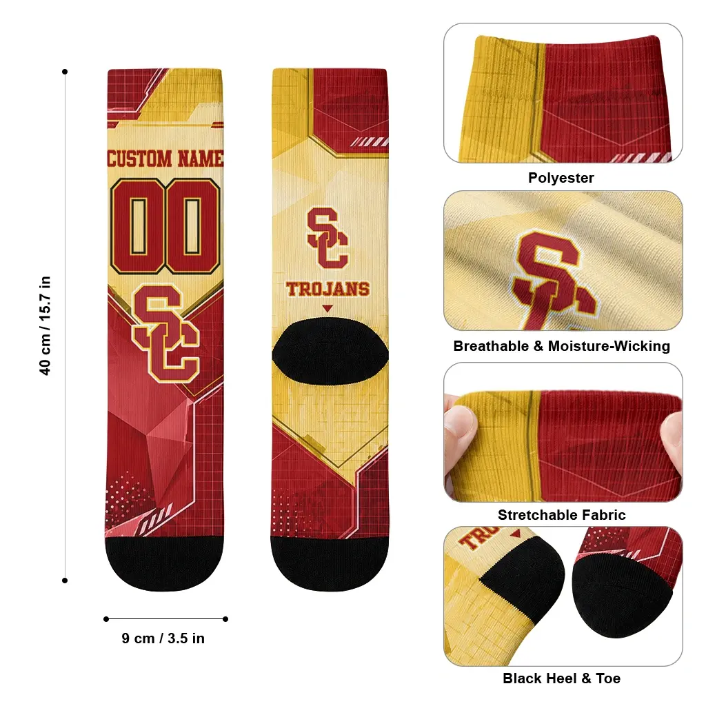 Usc Trojans Socks Personalized Geometric Tech Red High Quality Usc Trojans Socks Personalized Geometric Tech Red High Quality