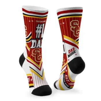 Usc Trojans Socks Personalized Pinstripe Chevron Red White Fashion Forward