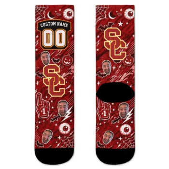 Usc Trojans Socks Personalized Scattered Icons Red Best Selling