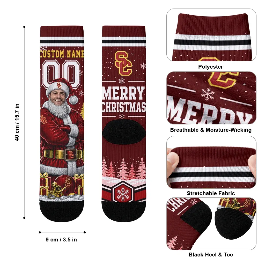 Usc Trojans Socks Personalized Snowy Scene Red White High Quality Usc Trojans Socks Personalized Snowy Scene Red White High Quality