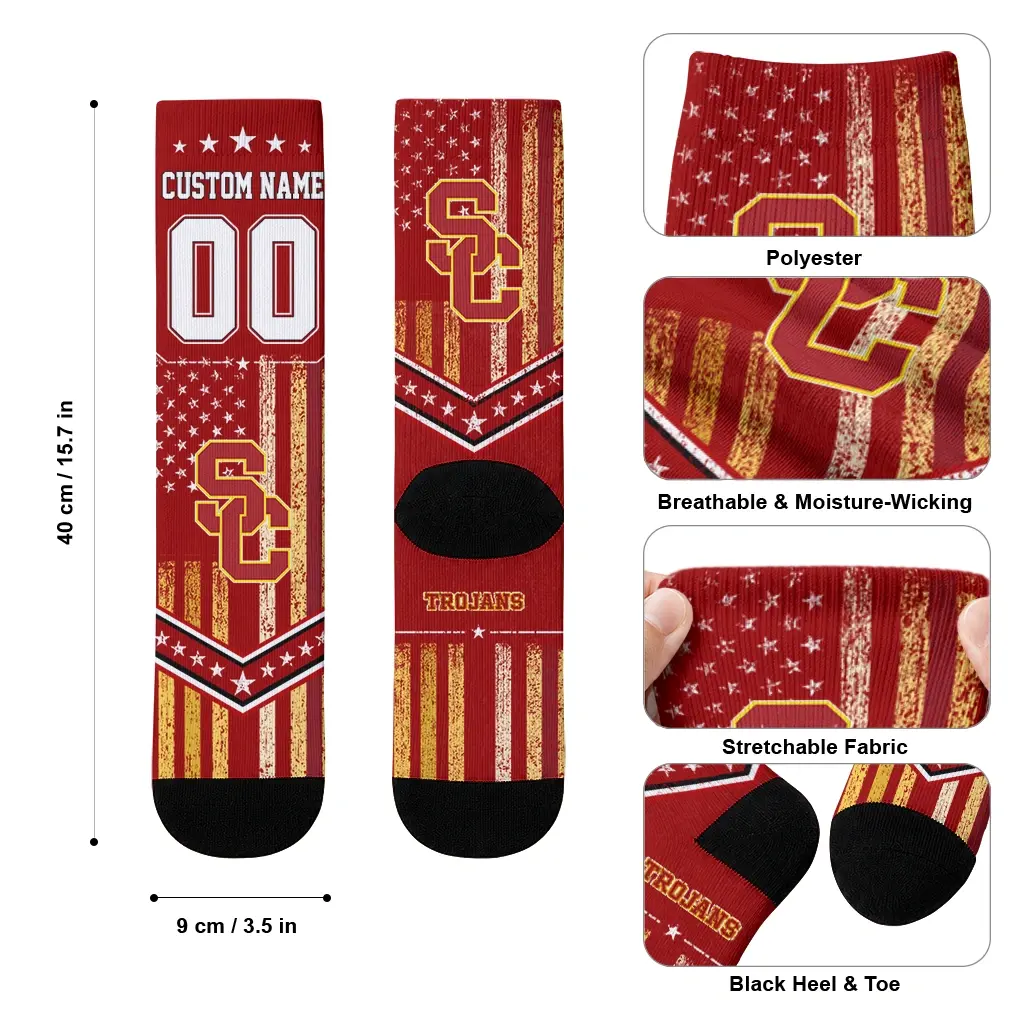 Usc Trojans Socks Personalized Star Stripes Red White High Quality Usc Trojans Socks Personalized Star Stripes Red White High Quality