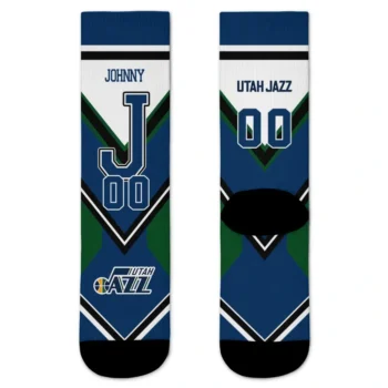 Utah Jazz Socks Custom Arrow Blocks Navy Best Selling