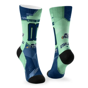 Utah Jazz Socks Customized Geometric Tech Navy Fashion Forward