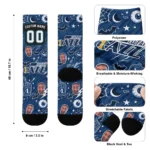 Utah Jazz Socks Customized Scattered Icons Navy Best Selling