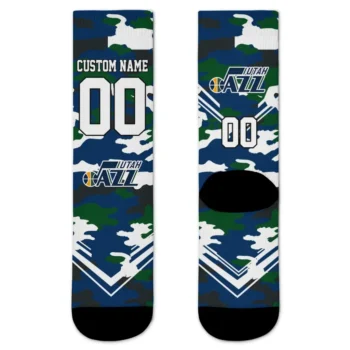 Utah Jazz Socks Customized Woodland Camo Navy Best Selling