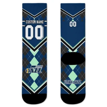 Utah Jazz Socks Personalized Argyle Pattern Navy Best Selling