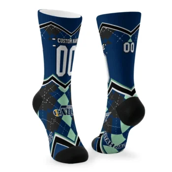 Utah Jazz Socks Personalized Argyle Pattern Navy Fashion Forward