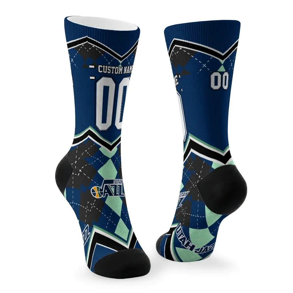 Utah Jazz Socks Personalized Argyle Pattern Navy Fashion Forward Utah Jazz Socks Personalized Argyle Pattern Navy Fashion Forward