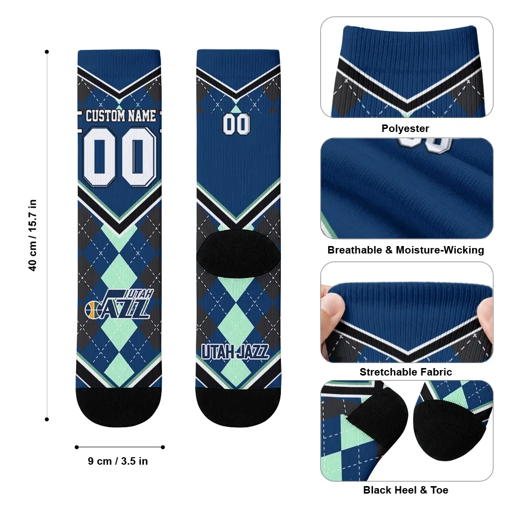 Utah Jazz Socks Personalized Argyle Pattern Navy High Quality Utah Jazz Socks Personalized Argyle Pattern Navy High Quality