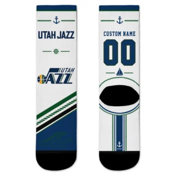 Utah Jazz Socks - Personalized Nautical Icons Navy White