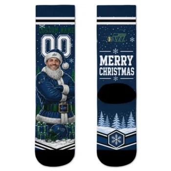 Utah Jazz Socks Personalized Snowy Scene Navy White Best Selling