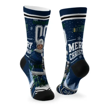 Utah Jazz Socks Personalized Snowy Scene Navy White Fashion Forward