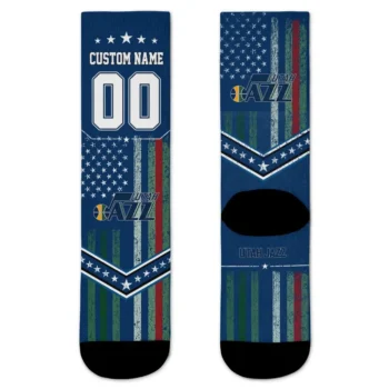 Utah Jazz Socks Personalized Star Stripes Navy White Best Selling