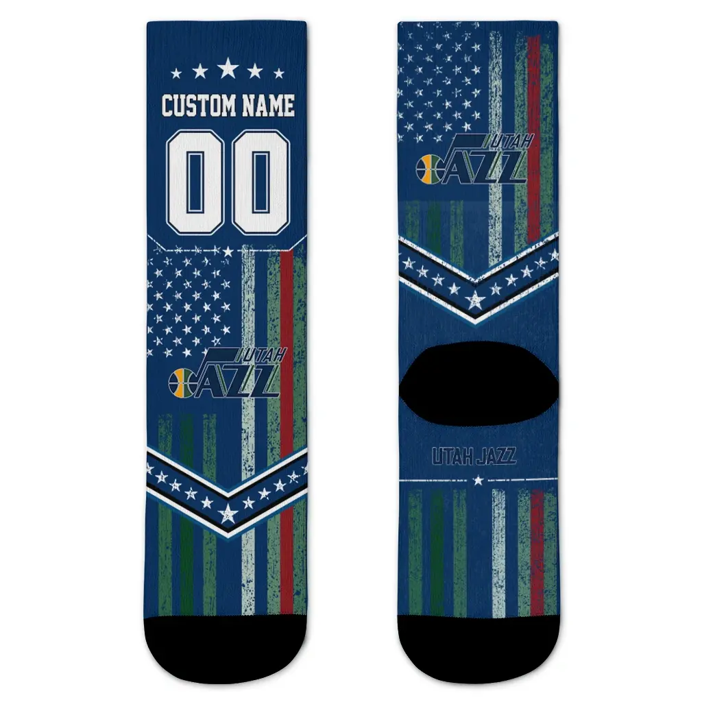 Utah Jazz Socks Personalized Star Stripes Navy White Best Selling Utah Jazz Socks Personalized Star Stripes Navy White Best Selling