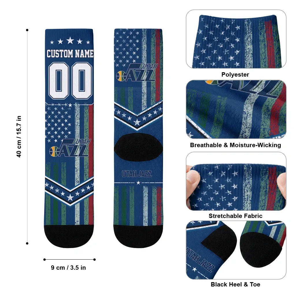 Utah Jazz Socks Personalized Star Stripes Navy White High Quality Utah Jazz Socks Personalized Star Stripes Navy White High Quality
