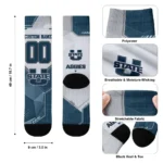 Utah State Aggies Socks Personalized Geometric Tech Navy Best Selling